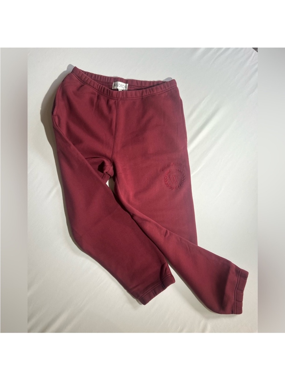 Hotel Wildfox 100% Cotton Chocolate Maroon Red Embroidered Sweatpants Size L